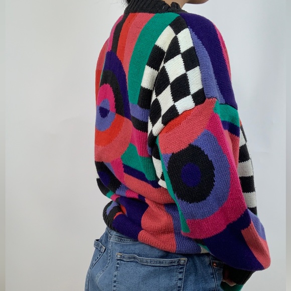 Vintage multiclored knitted sweater - Picture 3 of 4